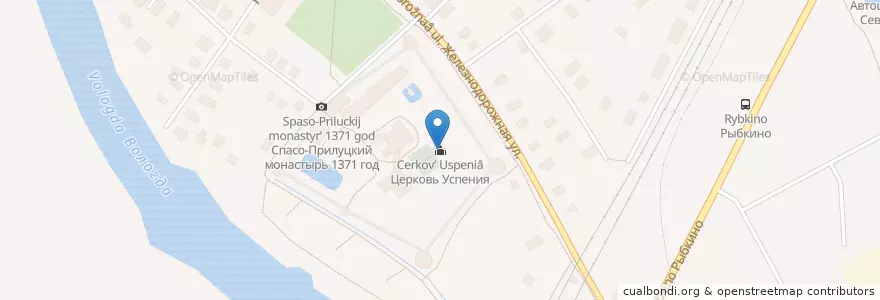 Mapa de ubicacion de Церковь Успения en ロシア, 北西連邦管区, ヴォログダ州, ヴォログダ地区, ヴォログダ管区.