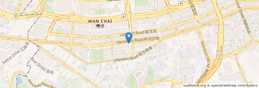Mapa de ubicacion de 恒生銀行 en 중국, 광둥성, 홍콩, 홍콩섬, 신제, 灣仔區 Wan Chai District.