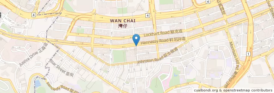 Mapa de ubicacion de Standard Chartered en 中国, 广东省, 香港 Hong Kong, 香港島 Hong Kong Island, 新界 New Territories, 灣仔區 Wan Chai District.