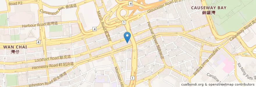 Mapa de ubicacion de 紅磡冰室 Hunghom Cafe en چین, گوانگ‌دونگ, هنگ‌کنگ, جزیره هنگ کنگ, 新界 New Territories, 灣仔區 Wan Chai District.