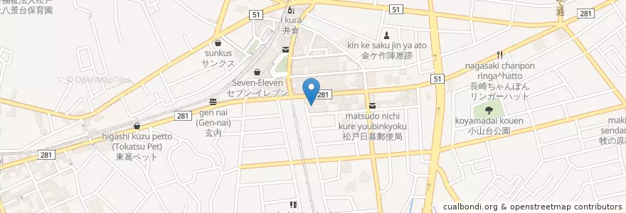 Mapa de ubicacion de みや亭 en 日本, 千葉県, 松戸市.