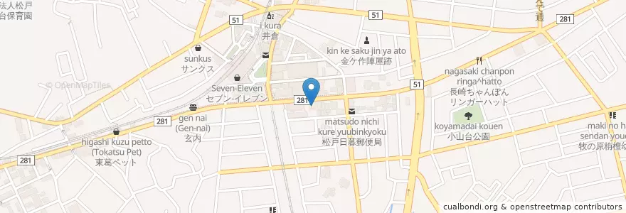 Mapa de ubicacion de 市川こどもクリニック en 日本, 千葉県, 松戸市.