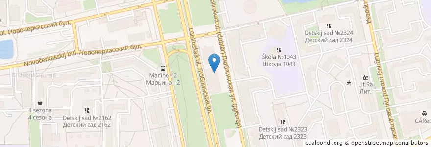 Mapa de ubicacion de Аладдин en روسيا, Центральный Федеральный Округ, Москва, Юго-Восточный Административный Округ, Район Марьино.