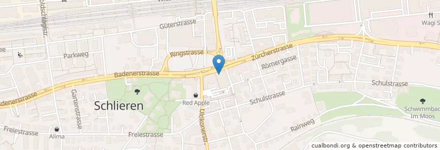 Mapa de ubicacion de Coop Restaurant en سويسرا, زيورخ, Bezirk Dietikon, Schlieren.