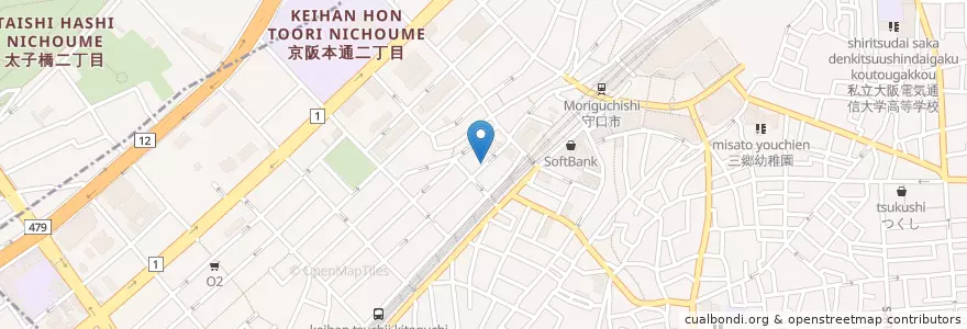 Mapa de ubicacion de 立ち呑み処大阪城 en Jepun, 大阪府, 守口市.