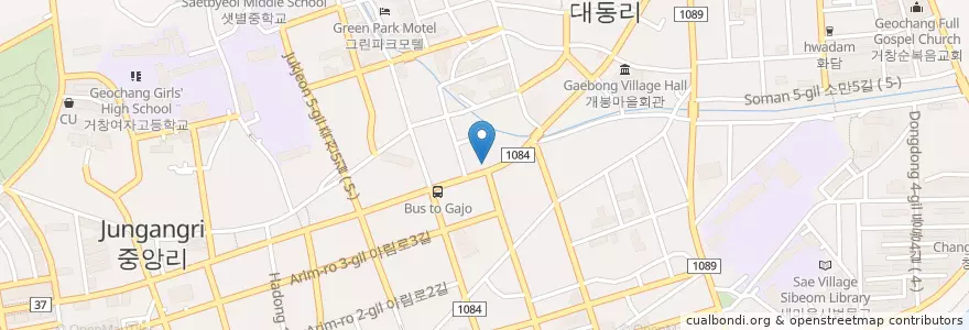 Mapa de ubicacion de 시골추어탕 en 대한민국, 경상남도, 거창군.