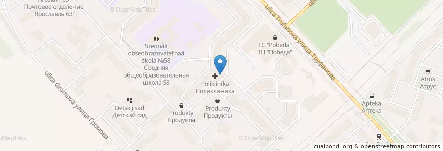 Mapa de ubicacion de Аптека en Russland, Föderationskreis Zentralrussland, Oblast Jaroslawl, Ярославский Район, Городской Округ Ярославль.