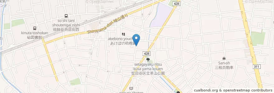 Mapa de ubicacion de 稲荷神社 en Giappone, Tokyo, 世田谷区.