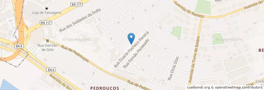 Mapa de ubicacion de Café gelados Chile en ポルトガル, Área Metropolitana De Lisboa, Lisboa, Grande Lisboa, リスボン, Belém.