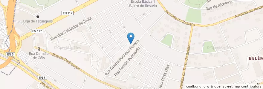 Mapa de ubicacion de Pastelaria Restelo (O Careca) en Portugal, Área Metropolitana De Lisboa, Lissabon, Grande Lisboa, Lissabon, Belém.