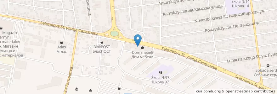 Mapa de ubicacion de Аптека 505 en روسيا, منطقة فيدرالية جنوبية, منطقة كراسنودار, Городской Округ Краснодар.