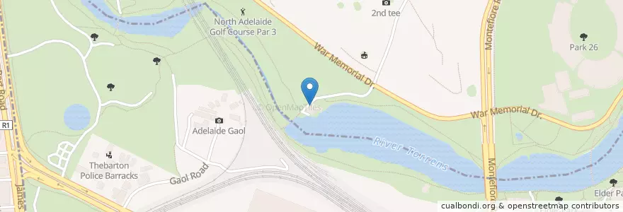 Mapa de ubicacion de Golf Links Par 3 en أستراليا, جنوب أستراليا, Adelaide, Adelaide City Council.