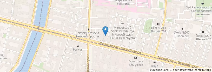 Mapa de ubicacion de Университетская аптека en Russland, Föderationskreis Nordwest, Oblast Leningrad, Sankt Petersburg, Центральный Район.