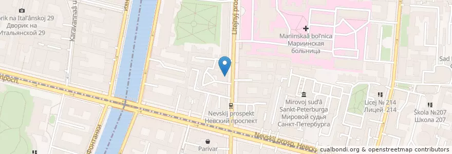 Mapa de ubicacion de Пышечная фабрика en Russie, District Fédéral Du Nord-Ouest, Oblast De Léningrad, Saint-Pétersbourg, Центральный Район.