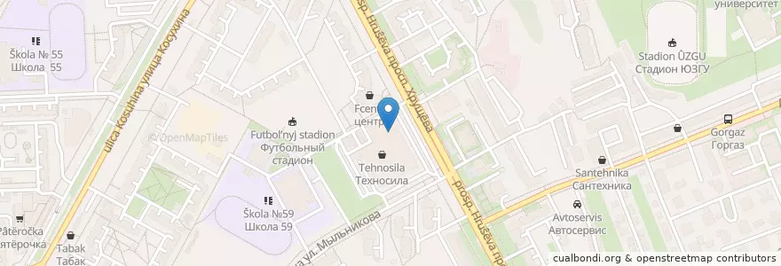 Mapa de ubicacion de Курскпромбанк en Rusland, Centraal Federaal District, Oblast Koersk, Курский Район, Городской Округ Курск.