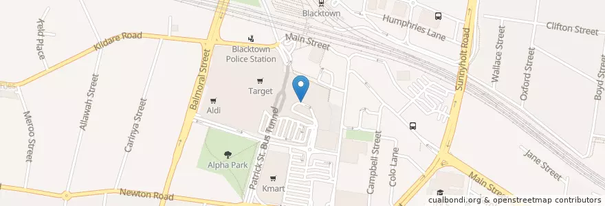 Mapa de ubicacion de Westpoint Taxi Rank en Australia, New South Wales, Sydney, Blacktown City Council.