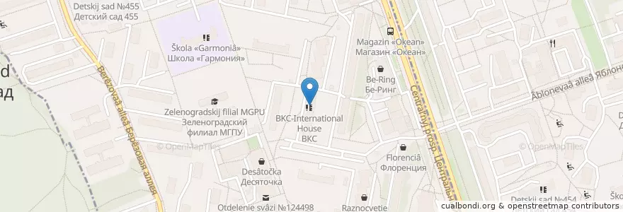 Mapa de ubicacion de ВКС-International House en Rusland, Centraal Federaal District, Oblast Moskou, Moskou, Зеленоградский Административный Округ, Район Матушкино.