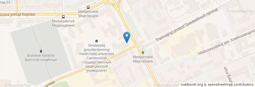 Mapa de ubicacion de На Медгородке en Rusia, Distrito Federal Central, Óblast De Smolensk, Смоленский Район, Городской Округ Смоленск.