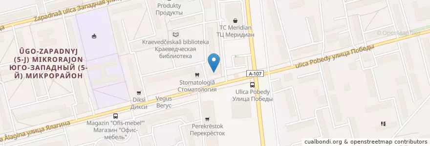 Mapa de ubicacion de Отделение связи №144010 en Rússia, Distrito Federal Central, Oblast De Moscou, Городской Округ Электросталь.