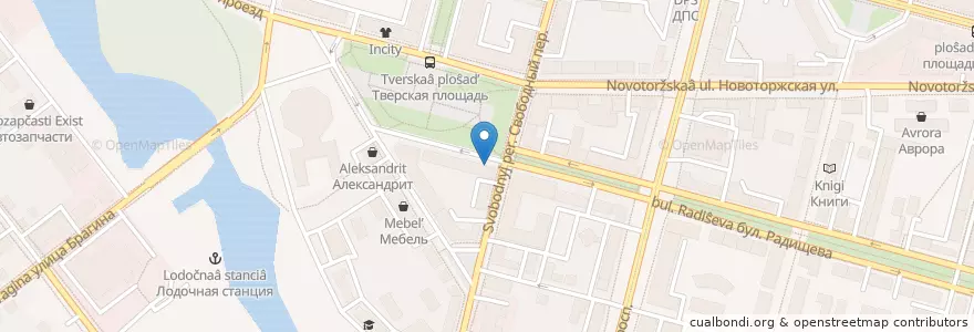 Mapa de ubicacion de Авангард en Rusia, Distrito Federal Central, Óblast De Tver, Городской Округ Тверь, Калининский Район.