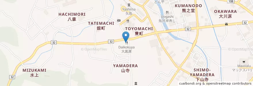 Mapa de ubicacion de 大黒屋 en 日本, 秋田県, 由利本荘市.