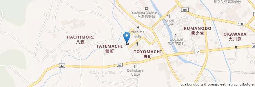 Mapa de ubicacion de 羽後信用金庫 矢島支店 en 日本, 秋田県, 由利本荘市.
