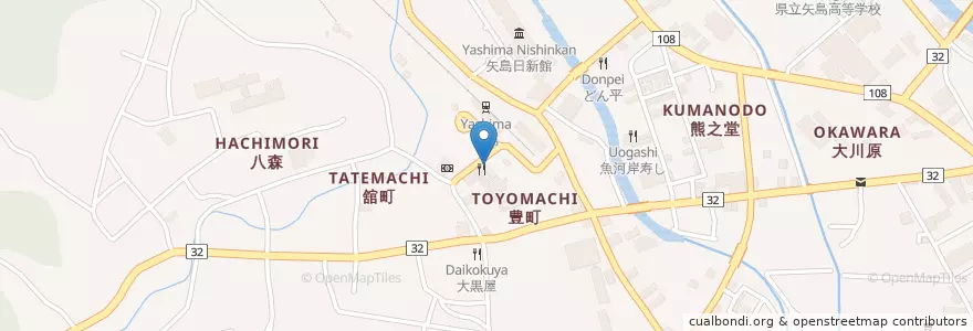 Mapa de ubicacion de 多賀部食堂 en Giappone, Prefettura Di Akita, 由利本荘市.