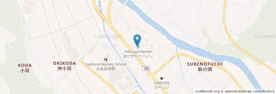 Mapa de ubicacion de ゑびすやラーメン en Jepun, 秋田県, 由利本荘市.