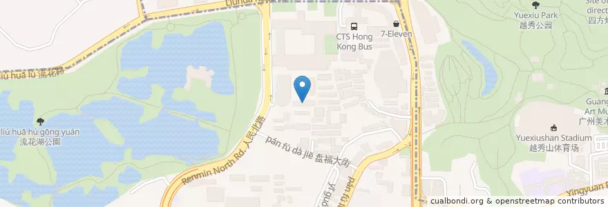 Mapa de ubicacion de 广东电视台餐厅 en China, Guangdong, Guangzhou City, Yuexiu District, 六榕街道.