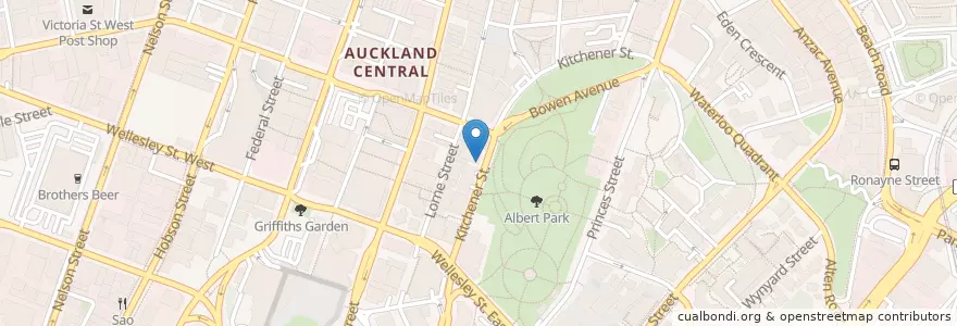 Mapa de ubicacion de Albert Park Espresso en Nuova Zelanda, Auckland, Waitematā.
