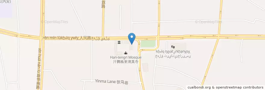 Mapa de ubicacion de جوڭگو بانكىسى en 中国, 新疆维吾尔自治区, 乌鲁木齐市 / Ürümqi / ئۈرۈمچى, 天山区 تەڭرىتاغ رايونى, 解放南路街道.