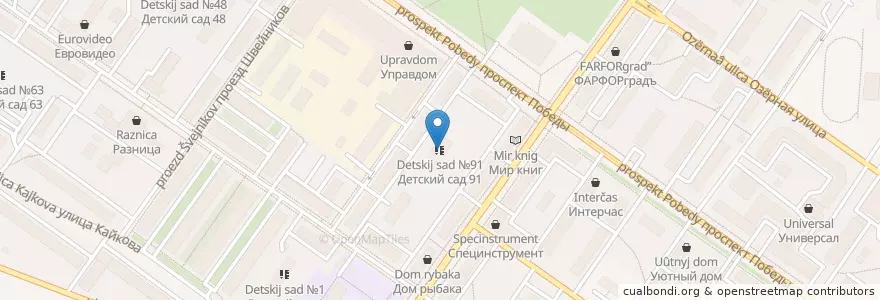 Mapa de ubicacion de Детский сад №91 en Russia, Central Federal District, Tver Oblast, Tver, Kalininsky District.