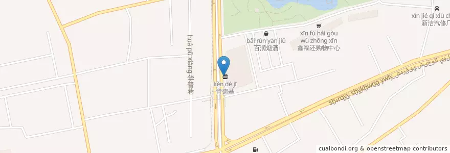 Mapa de ubicacion de 肯德基 en 중국, 신장위구르자치구, 우루무치, 水磨沟区 بۇلاقتاغ رايونى, 南湖南路街道.