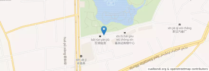 Mapa de ubicacion de 重庆人家 en China, Xinjiang, 乌鲁木齐市 / Ürümqi / ئۈرۈمچى, 水磨沟区 بۇلاقتاغ رايونى, 南湖南路街道.
