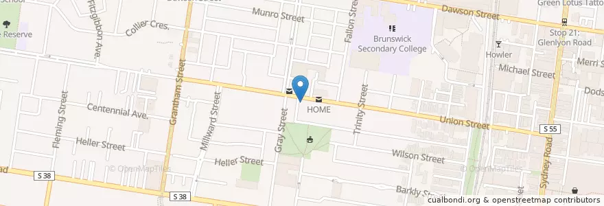 Mapa de ubicacion de Union Hotel Brunswick en Australië, Victoria, City Of Moreland.