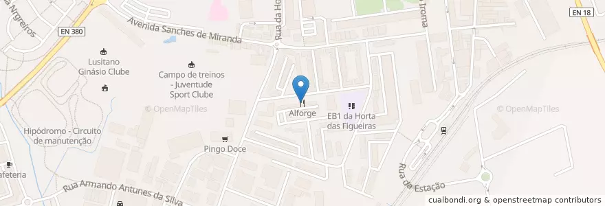 Mapa de ubicacion de Alforge en Portogallo, Alentejo, Alentejo Central, Évora, Évora, Malagueira E Horta Das Figueiras.