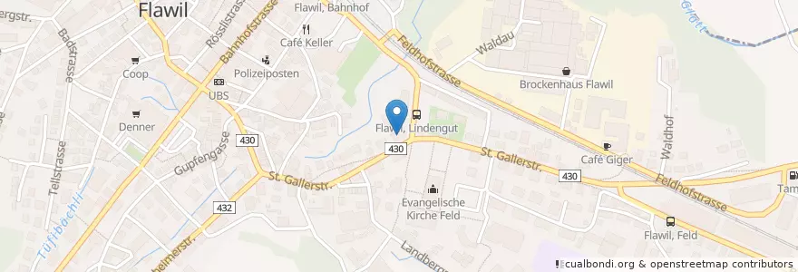 Mapa de ubicacion de Pizzeria Eschenhof en Suisse, Saint-Gall, Wahlkreis Wil, Flawil.