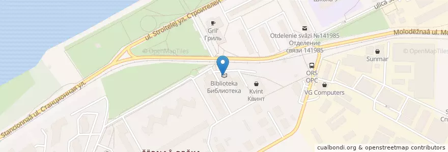 Mapa de ubicacion de Библиотека en Россия, Центральный Федеральный Округ, Московская Область, Городской Округ Дубна.