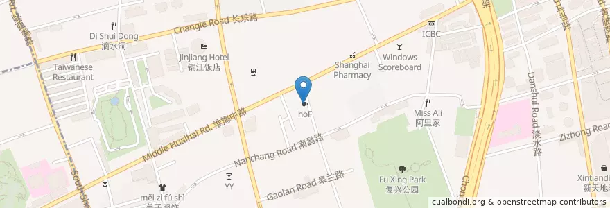 Mapa de ubicacion de hoF en China, Xangai, Huangpu.