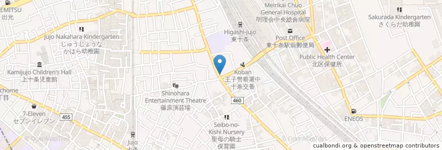 Mapa de ubicacion de 中十条郵便局 en Japonya, 東京都, 北区.