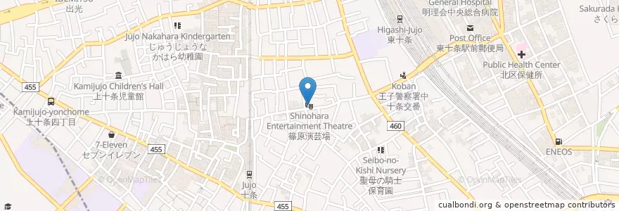 Mapa de ubicacion de 篠原演芸場 en Japonya, 東京都, 北区.