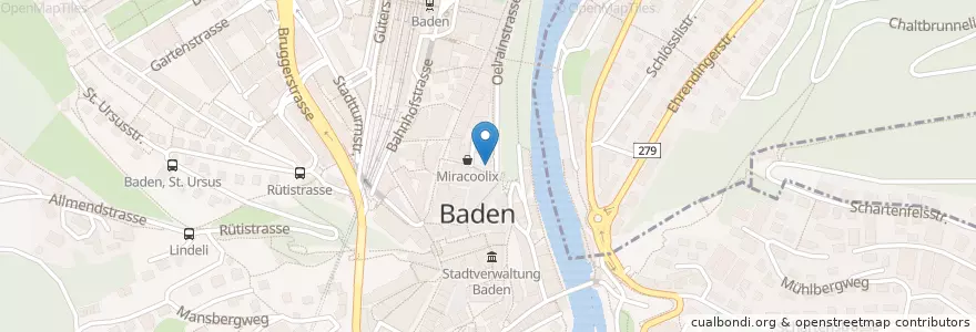 Mapa de ubicacion de Piazza en Suisse, Argovie, Bezirk Baden, Baden.