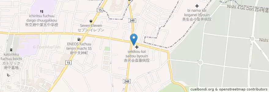 Mapa de ubicacion de 斎藤病院 en 日本, 東京都, 府中市.