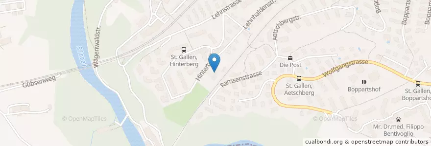Mapa de ubicacion de Hinterberg en Suisse, Saint-Gall, Wahlkreis St. Gallen, St. Gallen.
