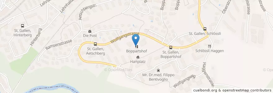 Mapa de ubicacion de Boppartshof en Suisse, Saint-Gall, Wahlkreis St. Gallen, St. Gallen.