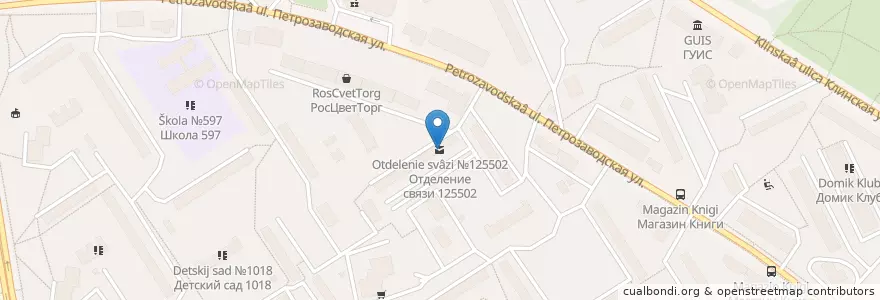 Mapa de ubicacion de Москва 125502 en Rússia, Distrito Federal Central, Москва, Северный Административный Округ, Район Ховрино.