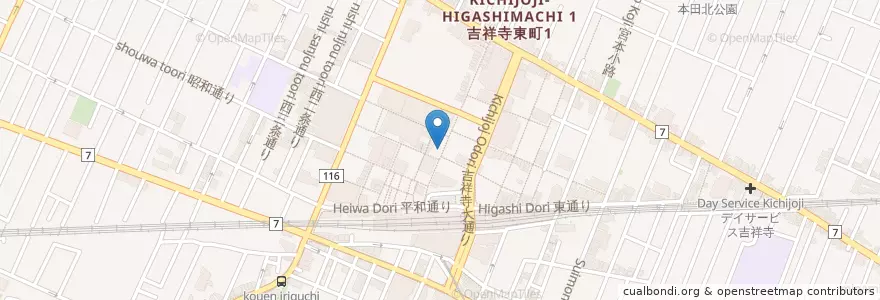 Mapa de ubicacion de 五右衛門 en Japonya, 東京都, 武蔵野市.