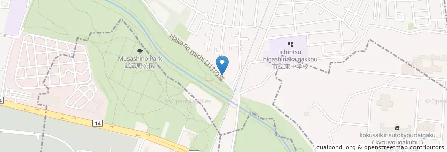 Mapa de ubicacion de コタン en Japonya, 東京都, 小金井市.