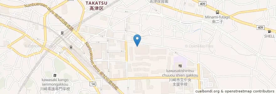 Mapa de ubicacion de マクドナルド en Japón, Prefectura De Kanagawa, Kawasaki, 高津区.