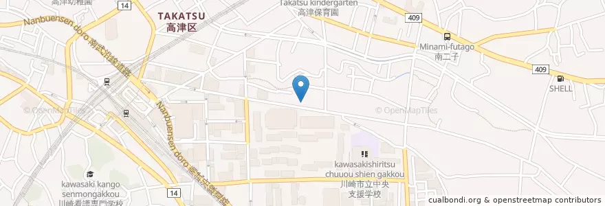 Mapa de ubicacion de かってこ en Japón, Prefectura De Kanagawa, Kawasaki, 高津区.